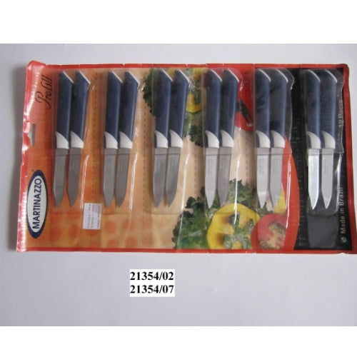 Martinazzo Paring Knife Blue Plastic Handle 3", 12 Pcs Card  21354/02