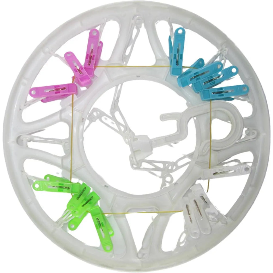 Moonlight Round Plastic Hanger with Cloth Clips - Space-Saving and Versatile