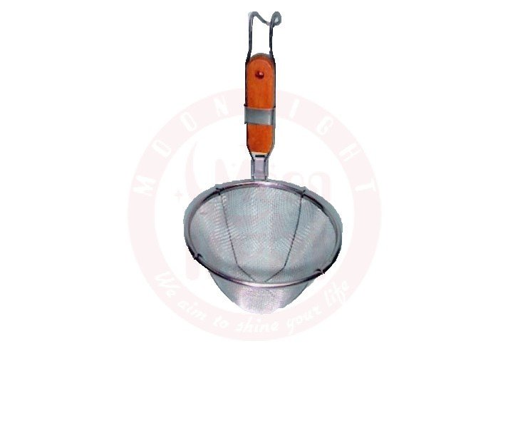 Steel Strainer Deep Wooden Handle  15123