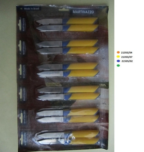 Martinazzo Paring Knife Yellow Plastic Handle 3", 12 Pcs Card  21353/07