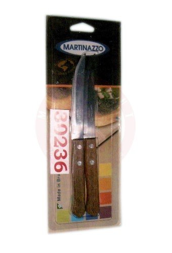 Martinazzo Plain Edge Steak Knife Wooden Handle 2 Pcs Card  30236