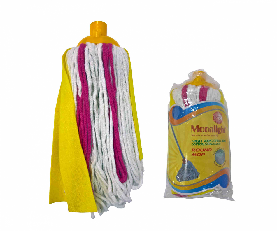 Cotton Round Mop With Sponge 200 Gms With Wooden Stick  55017