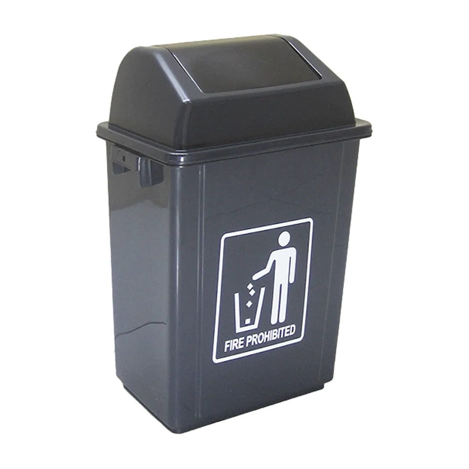 DUSTBIN PLASTIC 10L GREY SQUARE PUSH TYPE