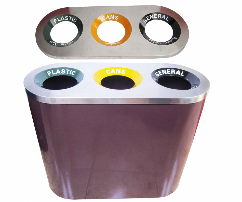 Recycle Steel Bin 3 Top (black Coated)  30014