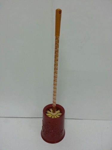 Toilet Brush Gold &amp; Red With Stand  80944