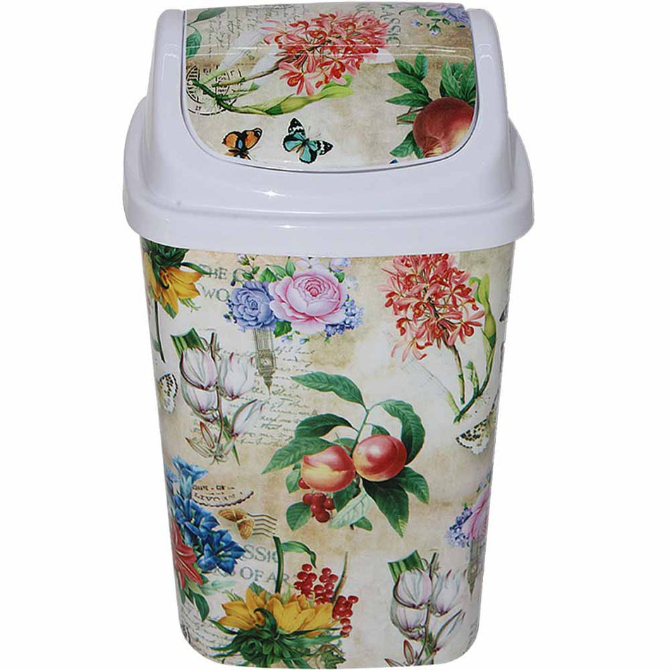 Home Dustbin with Push Type Swing Lid Flower Design 18L 70833