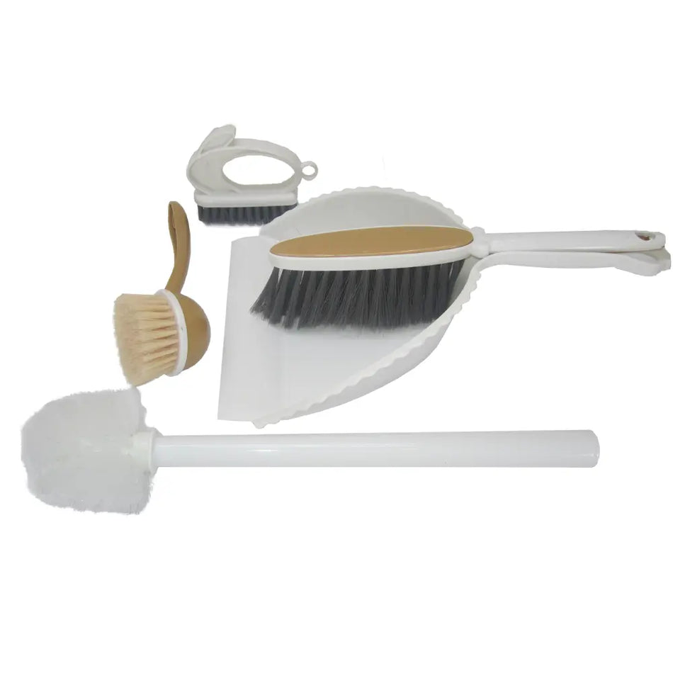 Moonlight 4 Pieces Cleaning Set with Dustpan, Soft Brush and scrubbing brushes