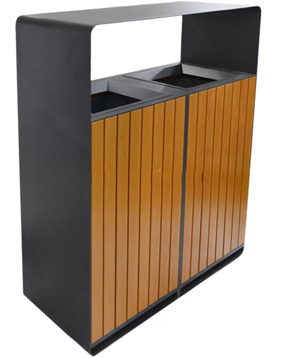 Recycle Dustbin 2 Compartments  Wooden Body