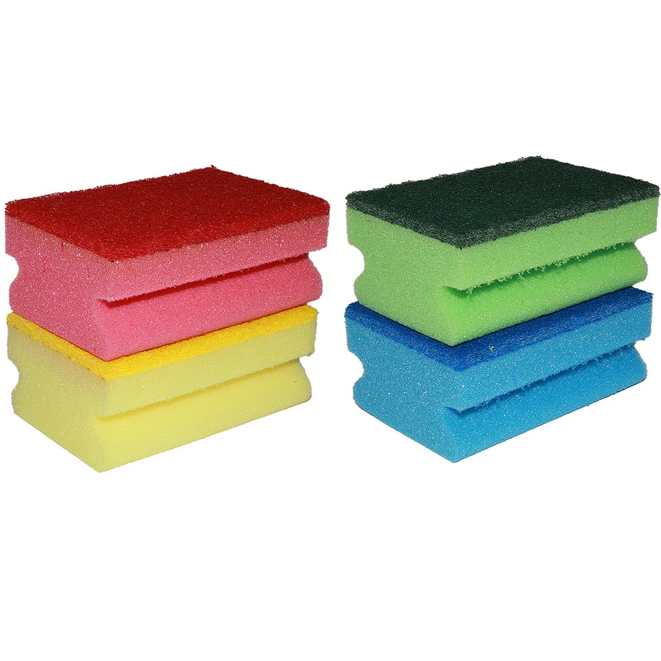 Cleaning Sponge With Scrubber 4 Pcs Set, Color Coded  80922