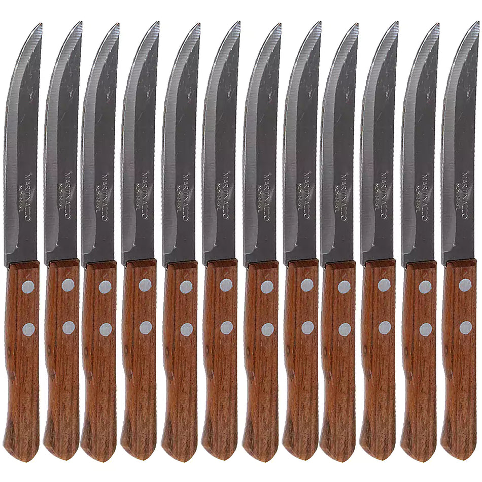 Martinazzo Steak Knife Wooden Handle 5", 12 Pcs Card  31236