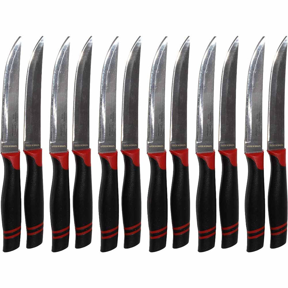 Martinazzo Plain Edge Steak Knife Black Plastic Handle 5", 12 Pcs Card  21536/05