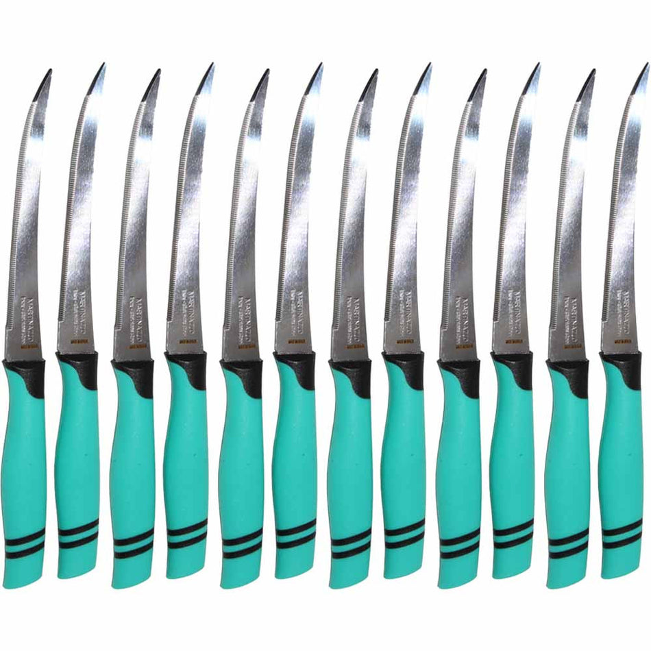 Martinazzo Tomato Knife Sky Blue Plastic Handle 5", 12 Pcs Card  21532/13