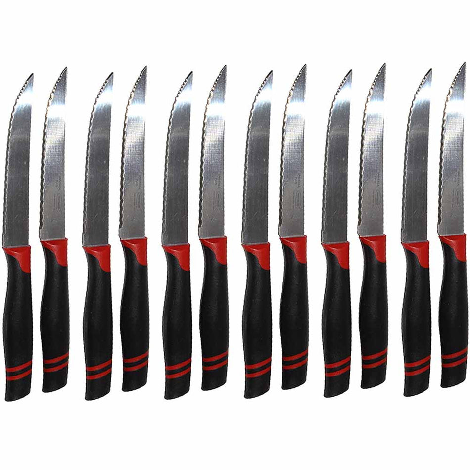 Martinazzo Serrated Steak Knife Black Plastic Handle 5", 12 Pcs Card  21537/05