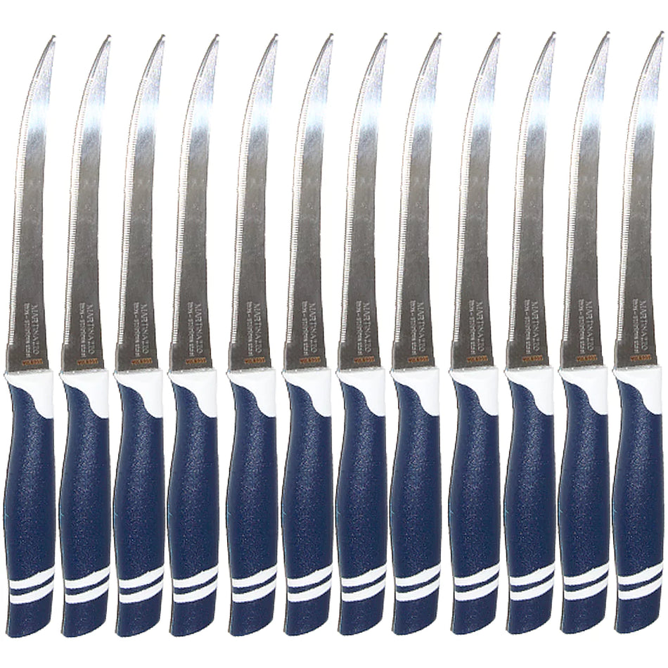 Martinazzo Tomato Knife Blue Plastic Handle 5", 12 Pcs Card  21532/02