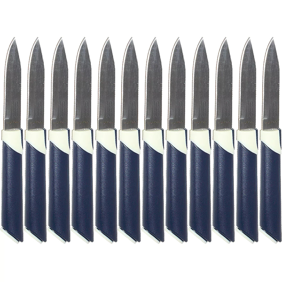 Martinazzo Paring Knife Blue Plastic Handle 3", 12 Pcs Card  21353/02