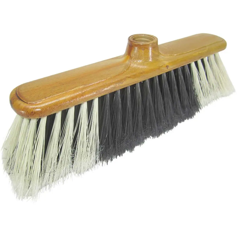 Broom Soft Italy Malizia Black & White With Wooden Stick  50368