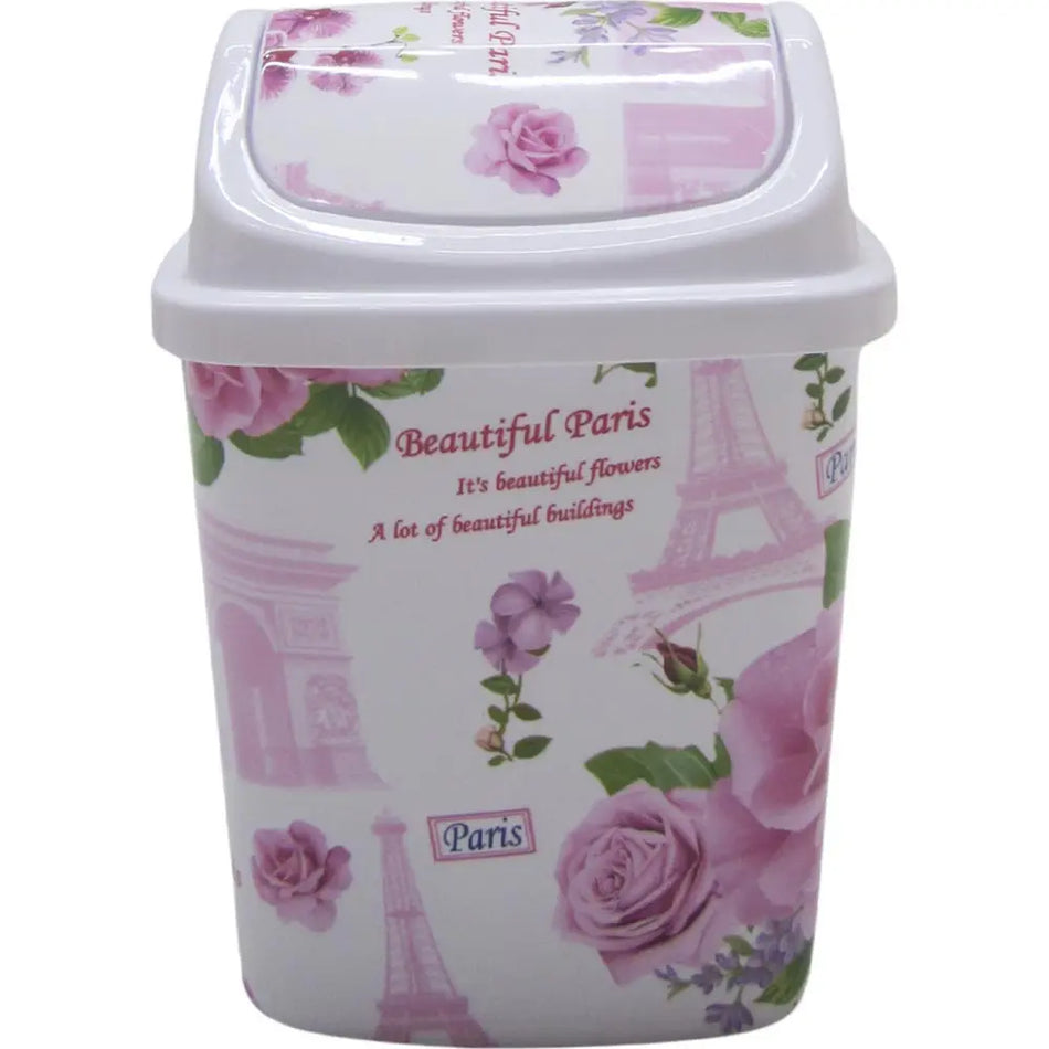 Home Dustbin with Push Type Swing Lid Flower Design 9l 70832