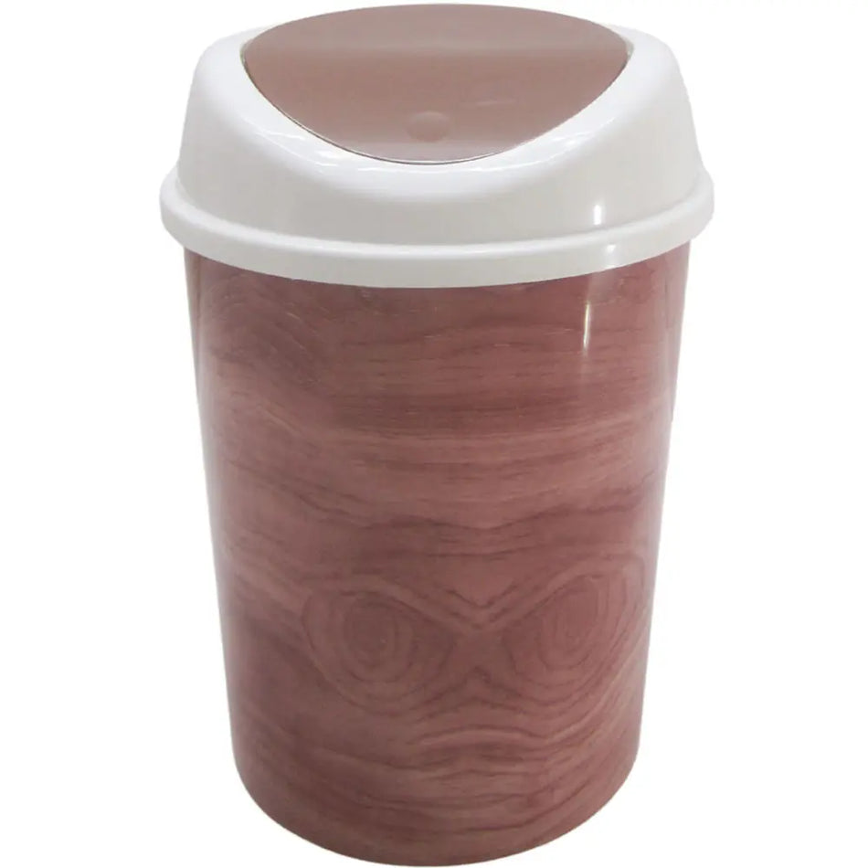 Home Dustbin with Push Type Swing Lid Wooden Design 16L 70728