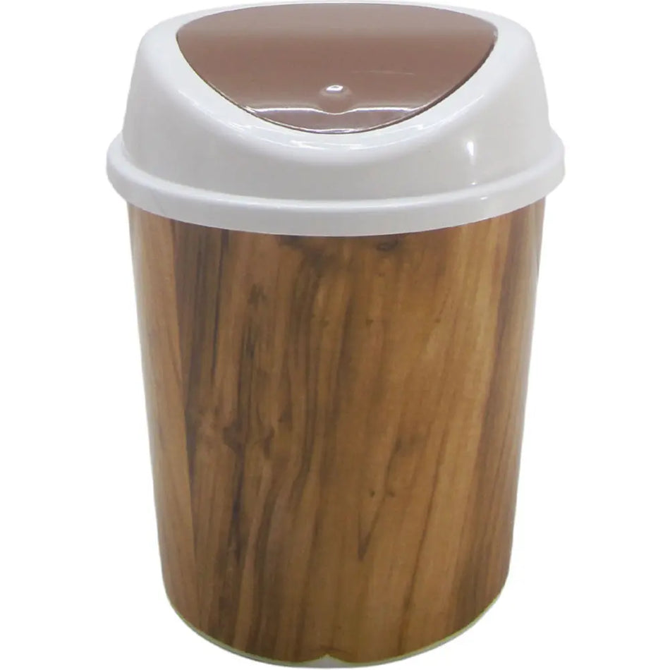 Home Dustbin with Push Type Swing Lid Wooden Design 8L 70727