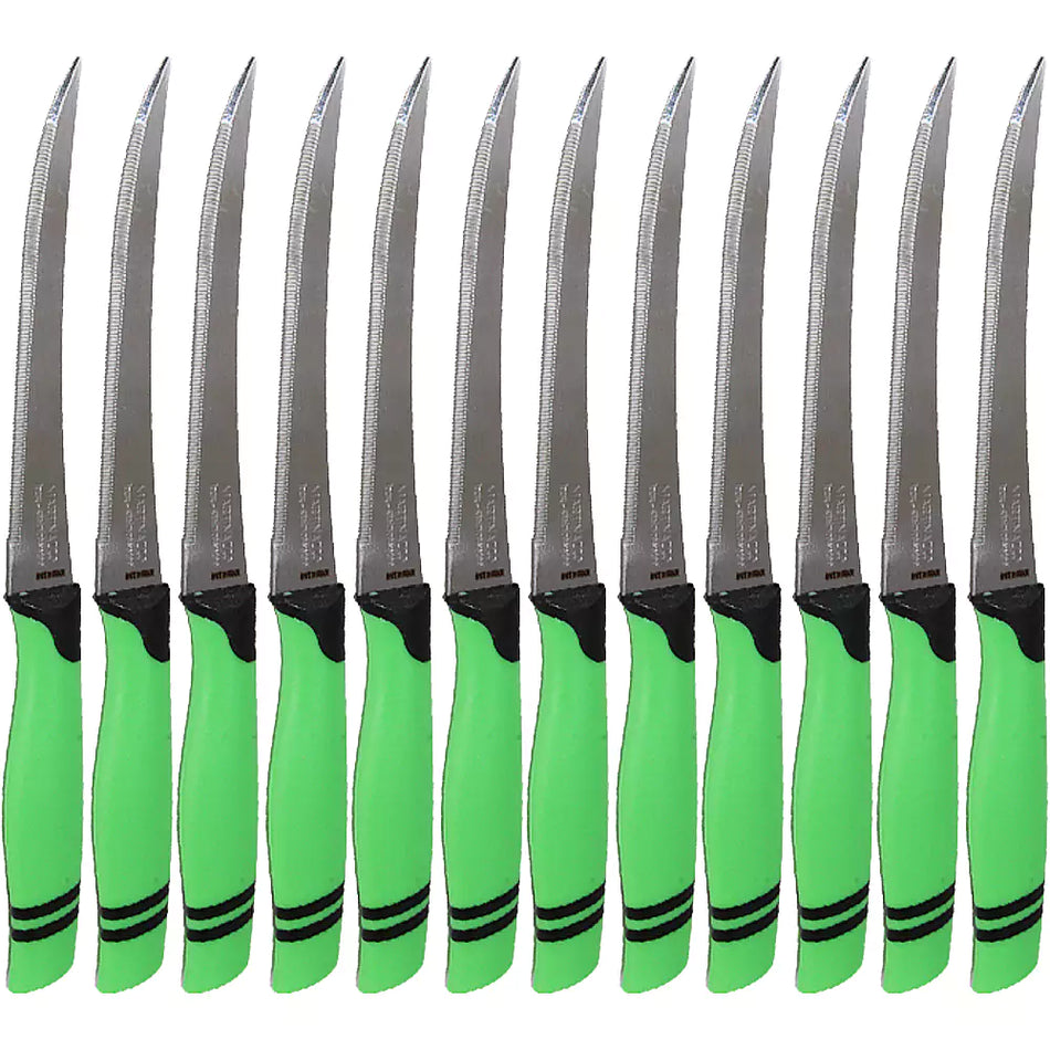 Martinazzo Tomato Knife Green Plastic Handle 5", 12 Pcs Card  21532/03