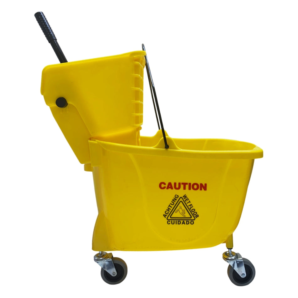 Mop Bucket Trolley Premium with Wheel and Wringer 32L Yellow