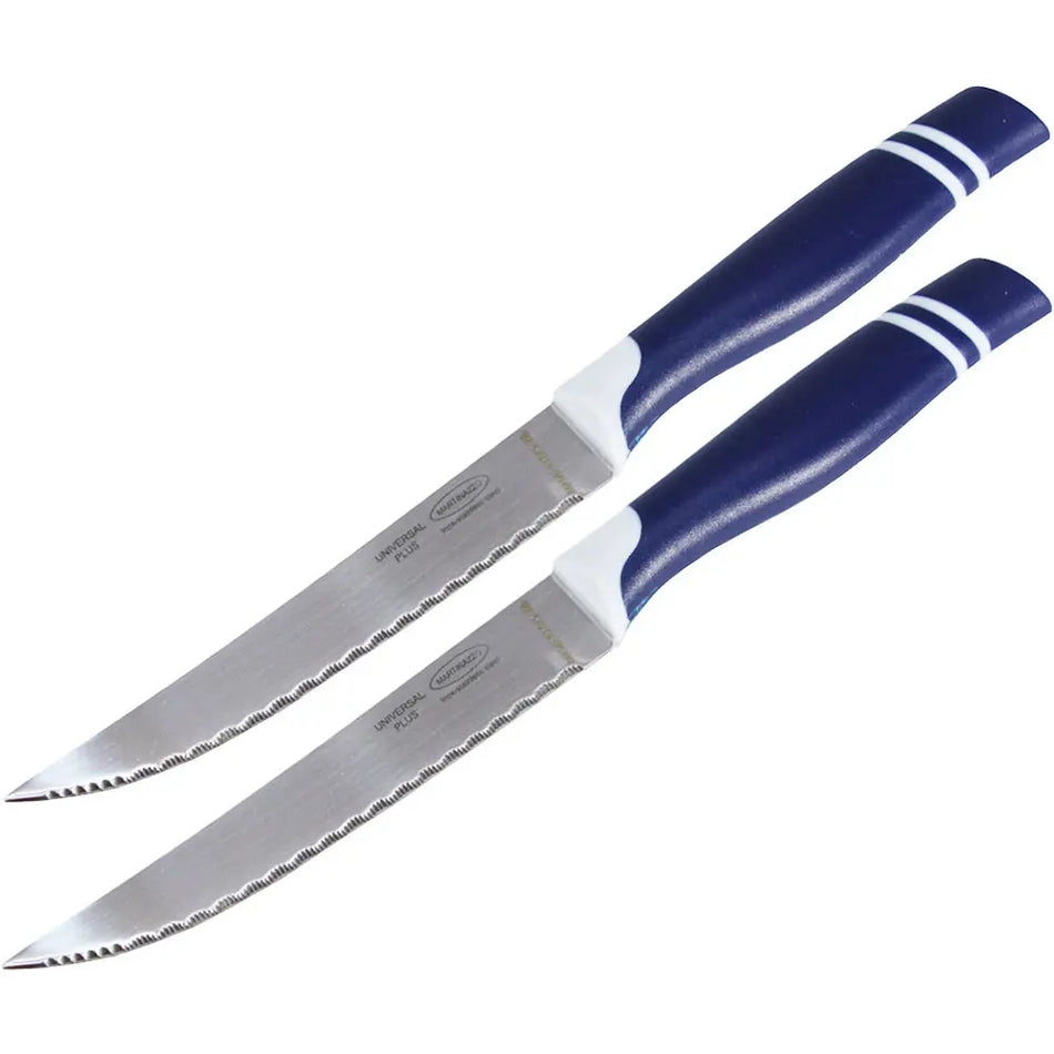 Martinazzo Serrated Steak Knife Blue Plastic Handle 5", 2 Pcs Card  22537/02