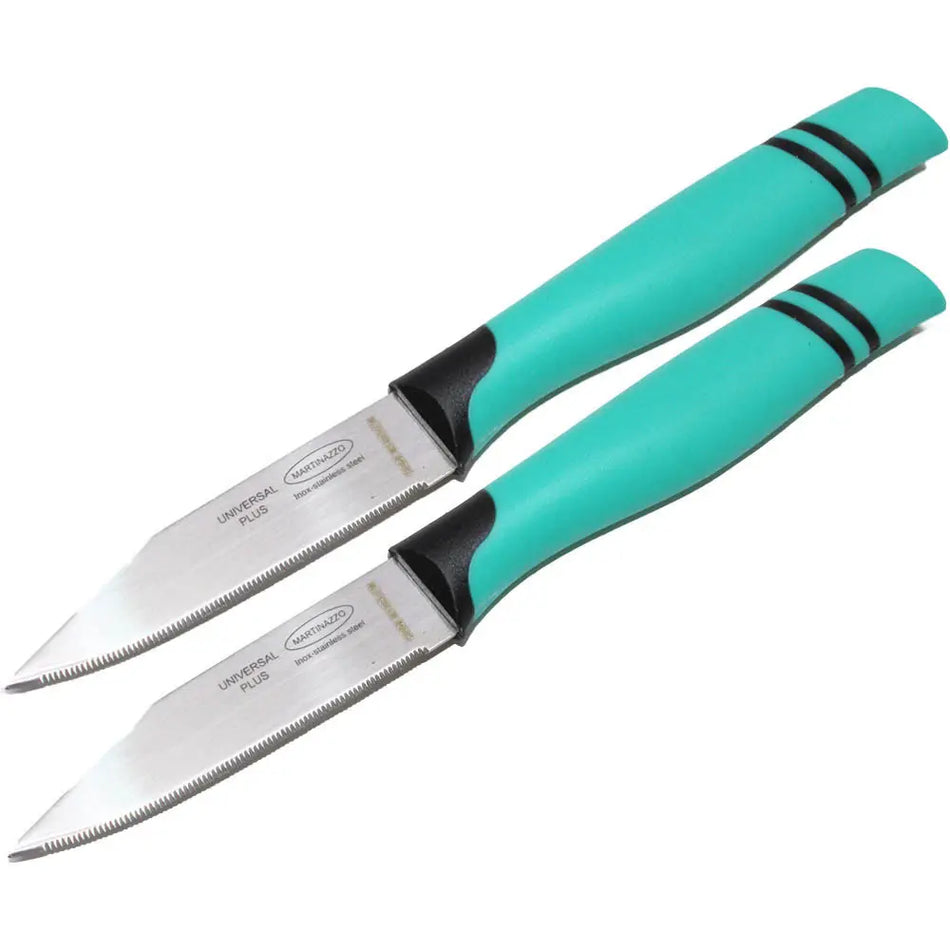 Martinazzo Serrated Paring Knife Sky Blue Plastic Handle 3", 2 Pcs Card  22554/13