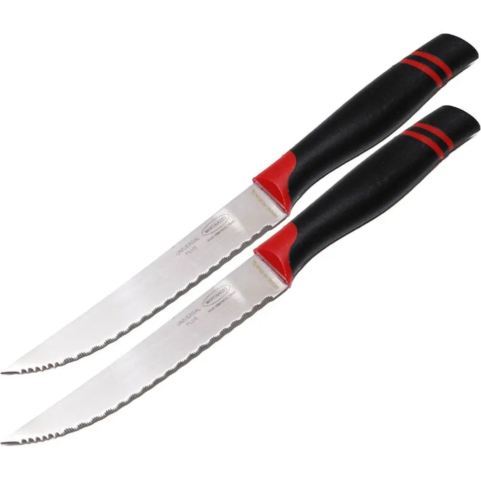 Martinazzo Serrated Steak Knife Black Plastic Handle 5", 2 Pcs Card  22537/05