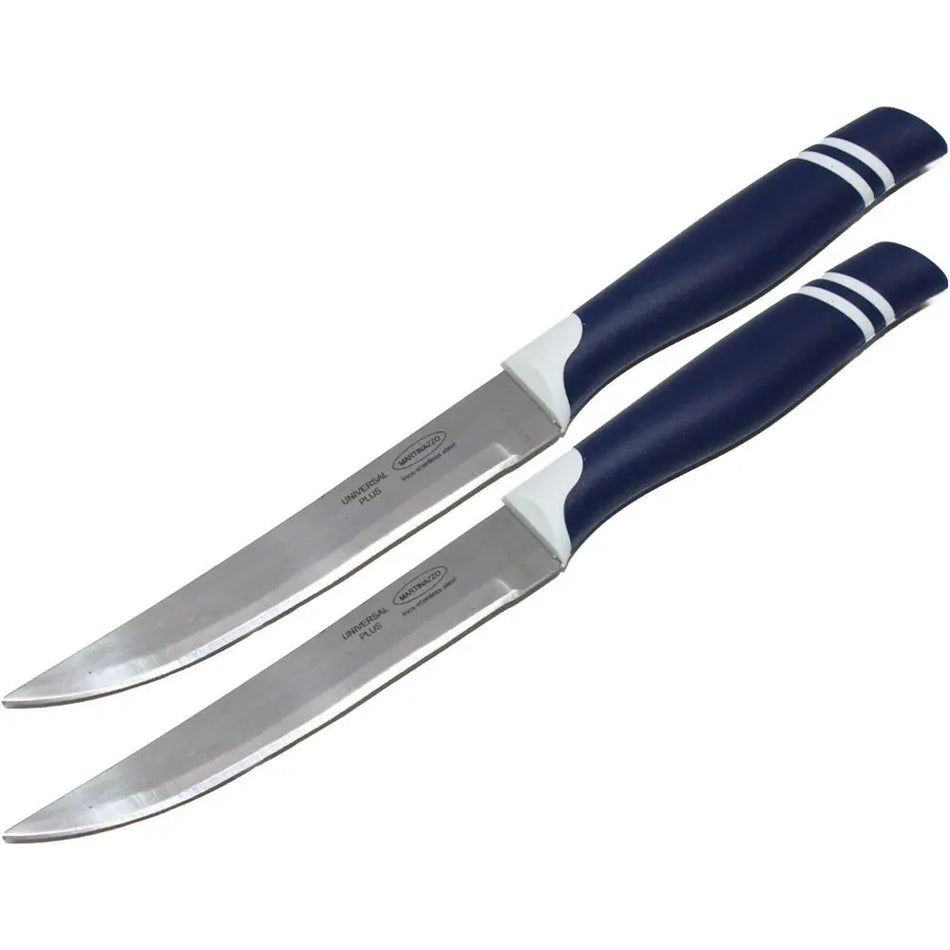 Martinazzo Plain Edge Steak Knife 5", 2 Pcs Card Blue  22536/02