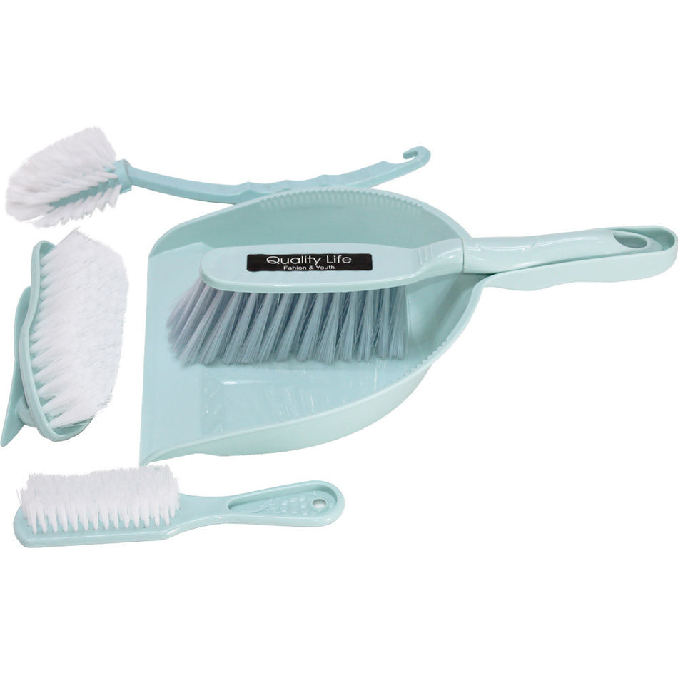 Moonlight 5 Pieces Cleaning Set with Dustpan, Soft Brush, Dish wash brush, and Scrubbing brushes