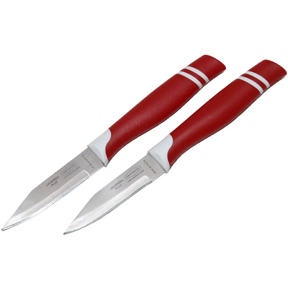 Martinazzo Paring Knife Red Plastic Handle 3", 2 Pcs Card  22553/08