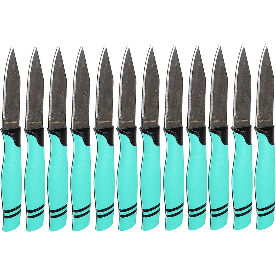 Martinazzo Paring Knife Sky Blue Plastic Handle 3", 12 Pcs Card  21553/13