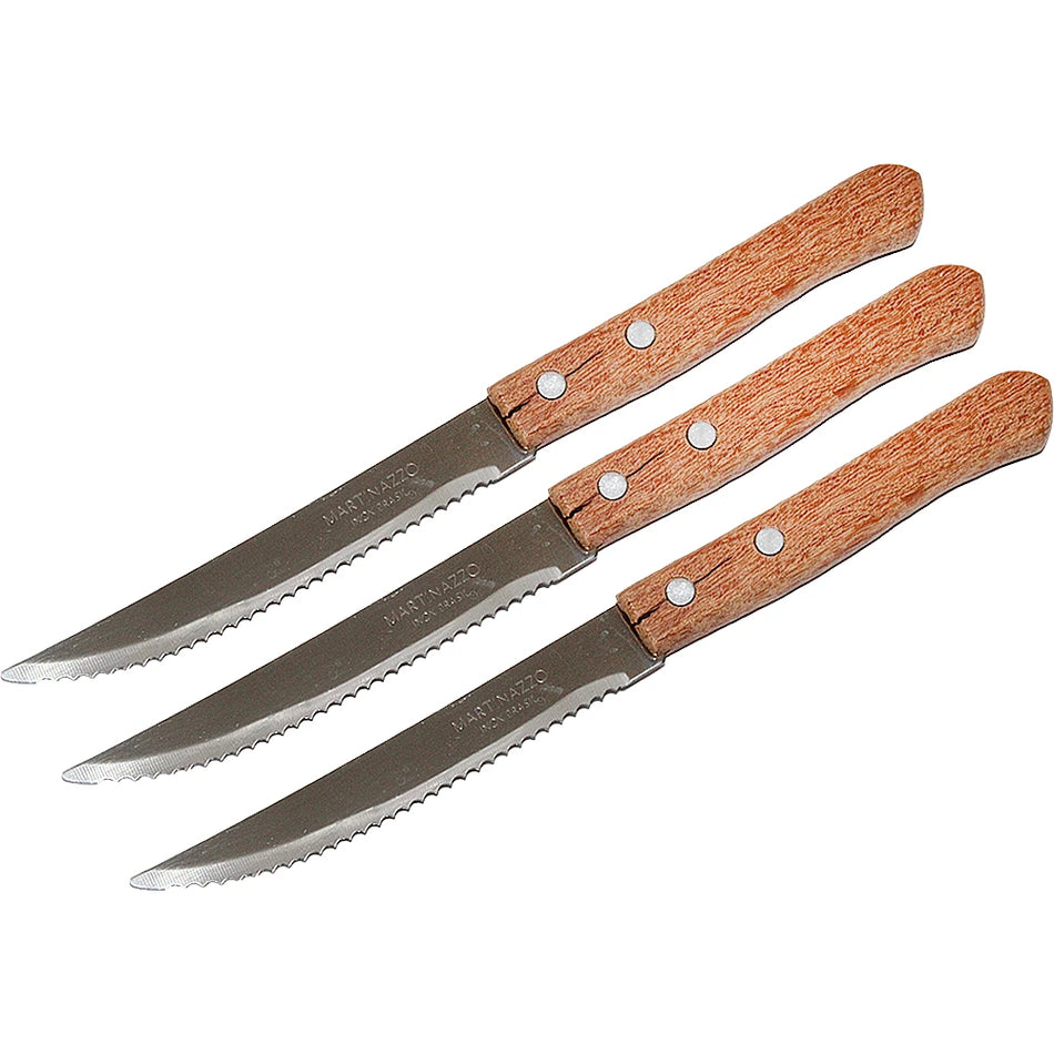 Martinazzo Steak Knife Wooden Handle 3 Pcs Card  30335m