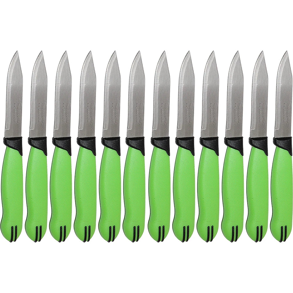 Martinazzo Paring Knife Green Plastic Handle 3", 12 Pcs Card  21553/03