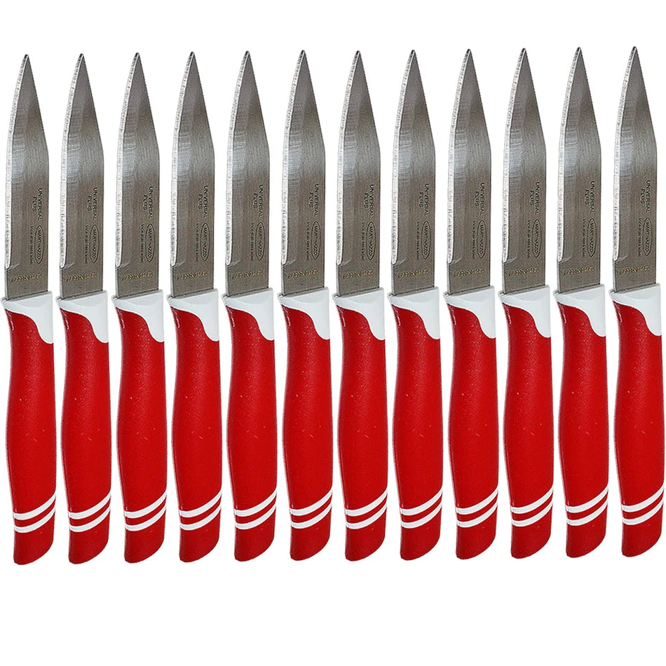 Martinazzo Paring Knife Red Plastic Handle 3", 12 Pcs Card  21553/08