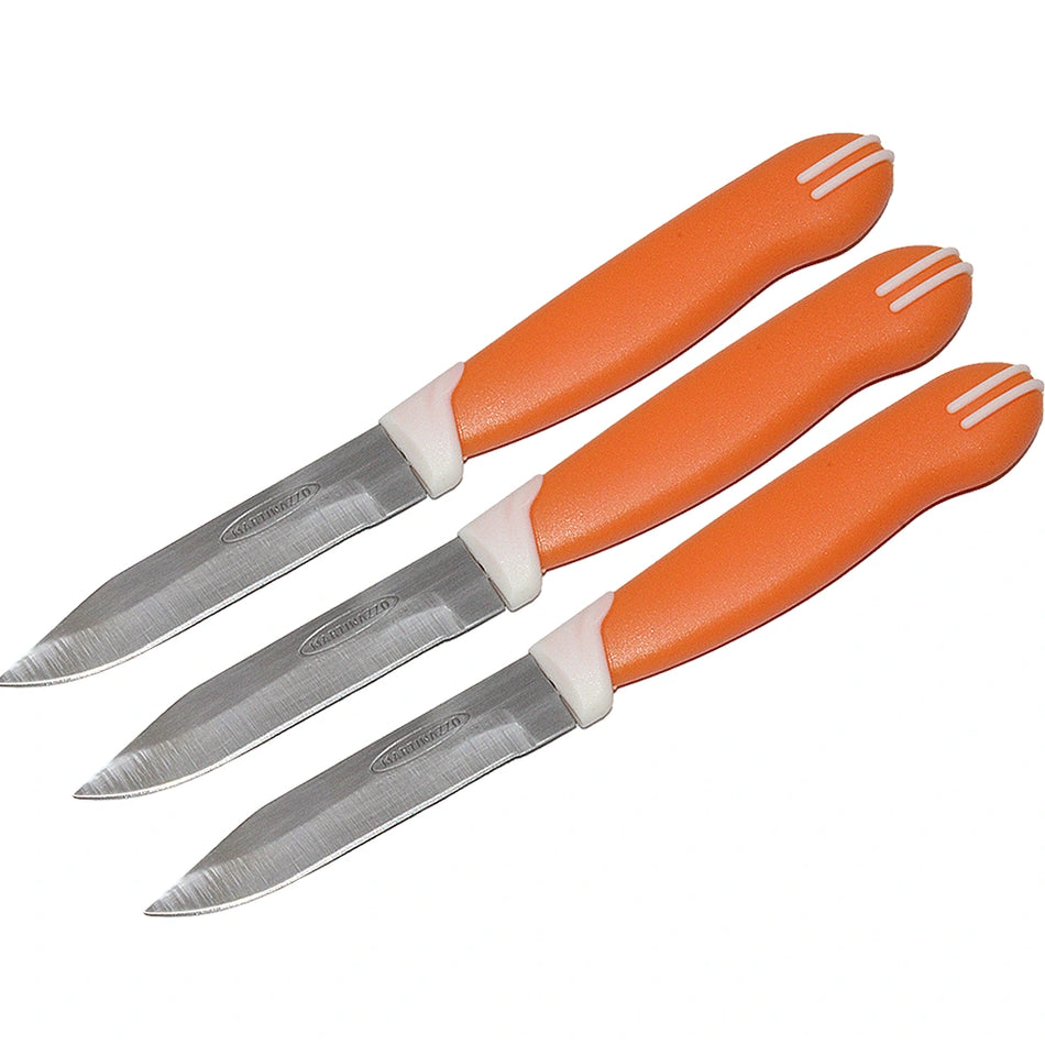 Martinazzo Paring Knife Orange Plastic Handle 3", 3 Pcs Card  20553/04