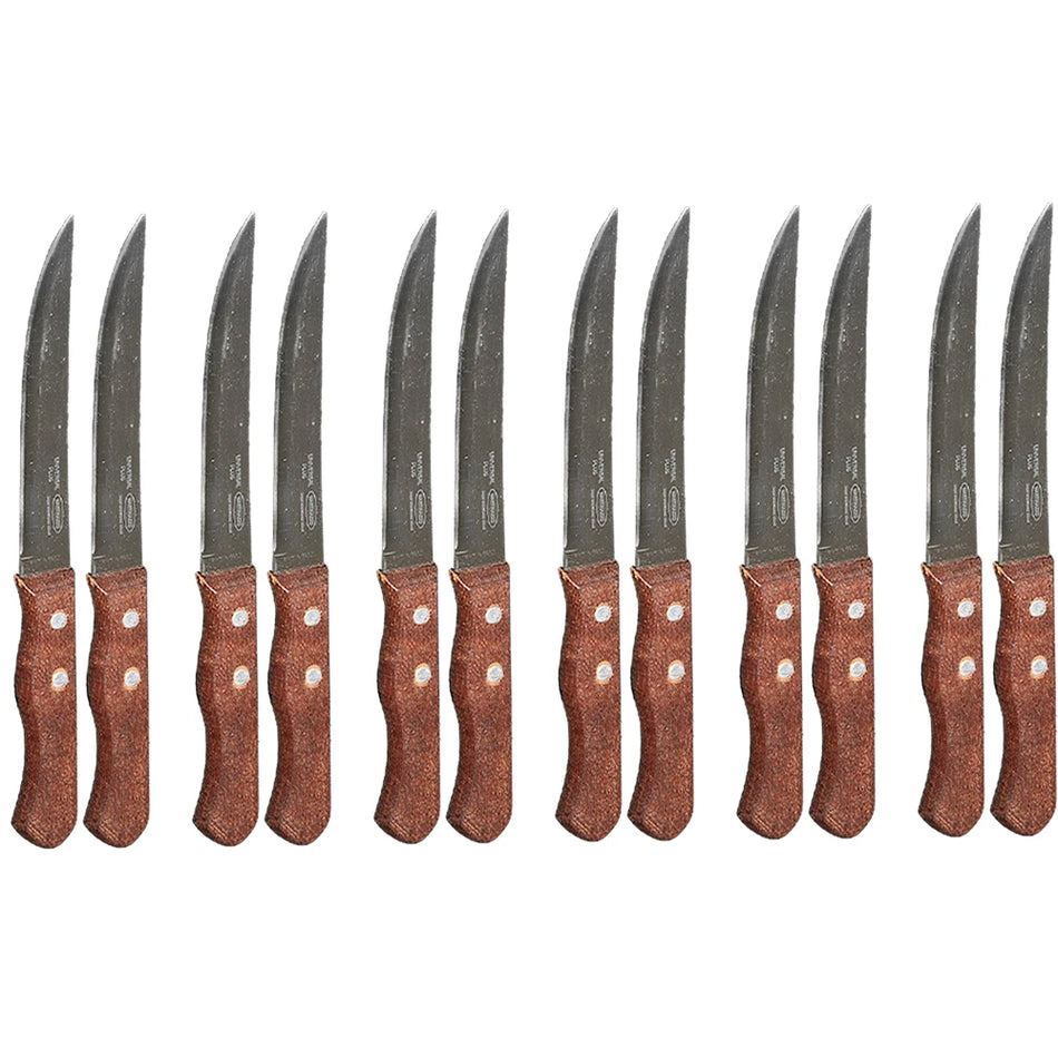 Martinazzo Plain Edge Steak Knife Wooden Handle 12 Pcs Card  32136