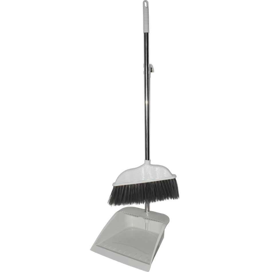 Lobby Broom & Dustpan Set Long Handle White