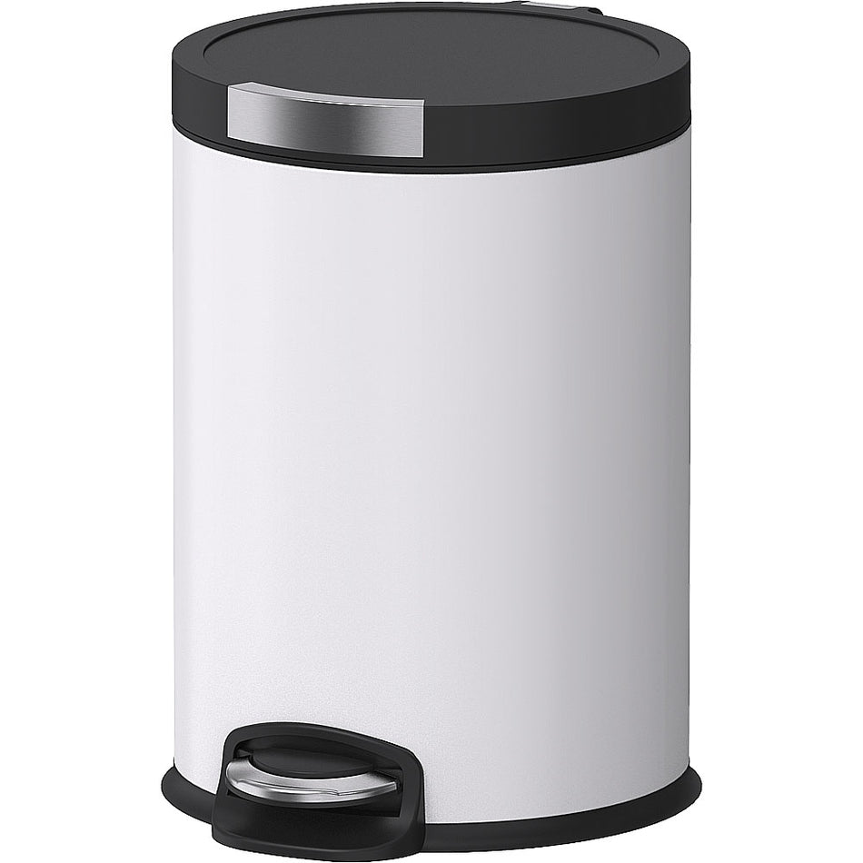 Pedal Steel Dustbin White Soft Close Lid, Java 5L, 12L