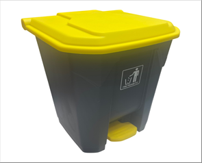 GARBAGE CAN 45L WITH LID & PEDDLE GREY/YELLOW