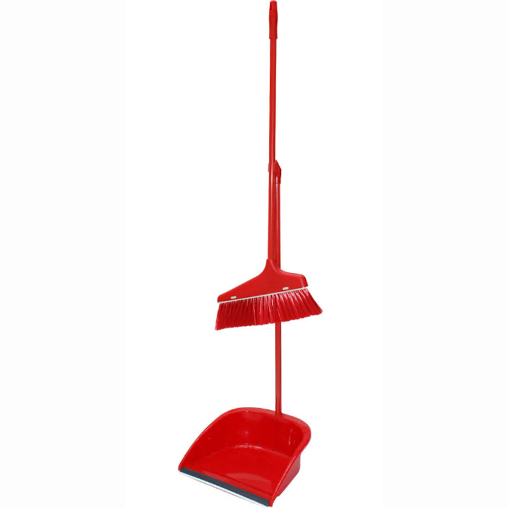 DUSTPAN SET L/HDL RED