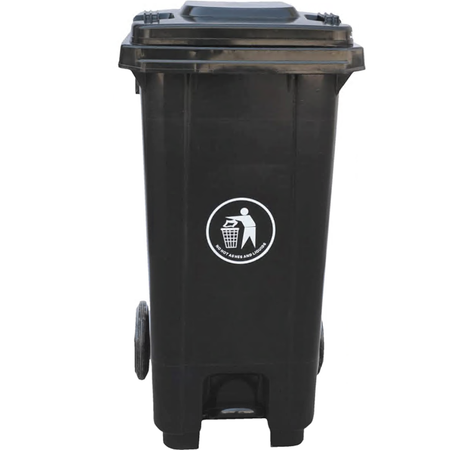 GARBAGE CAN 240L WITH LID & CENTRAL PEDDLE BLACK