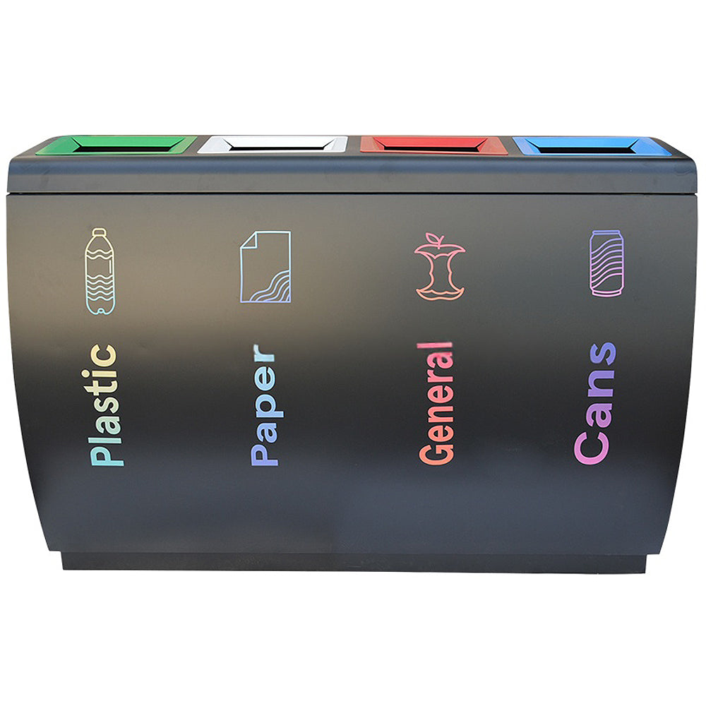 Compartment Dustbin Storage Recycle Dustbin Black 4 Compartment – Square Top Waste Segregation UAE ...