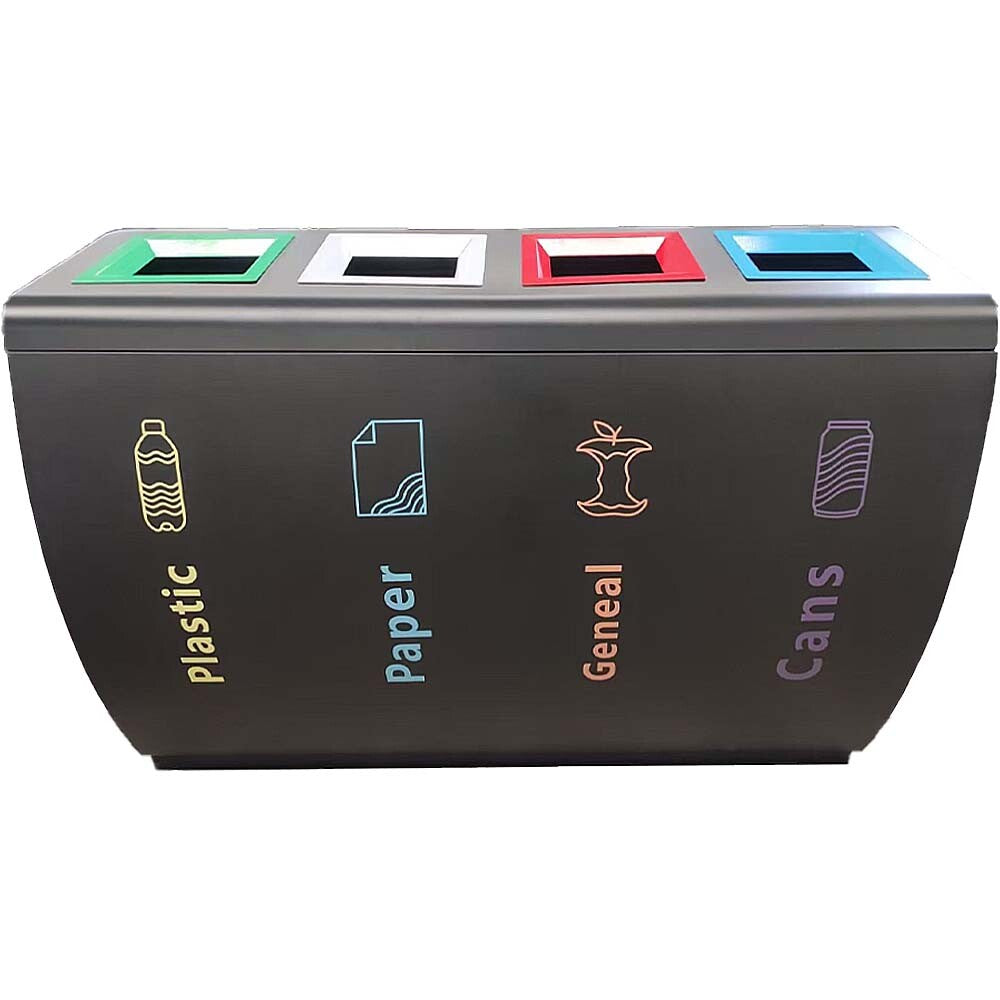 Compartment Dustbin Storage Recycle Dustbin Black 4 Compartment – Square Top Waste Segregation UAE ...