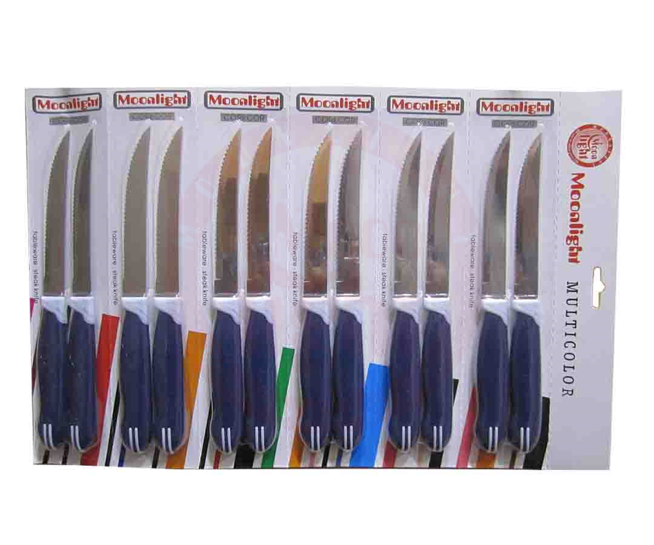 Steak Knife Machine Blade Blue Handle 12 Pcs Card  91010b